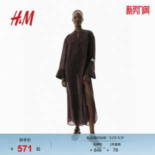 连身裙1294580 苎麻卡夫坦休闲时尚 HM女装 连衣裙春季