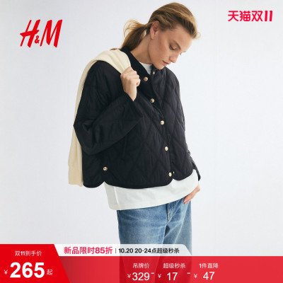 HM女装棉衣THERMOLITE®绗缝外套时尚菱格纹棉服气质上衣1355453