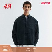 通勤格纹长袖 HM男装 宽松版 春季 内搭衬衣1296173 衬衫