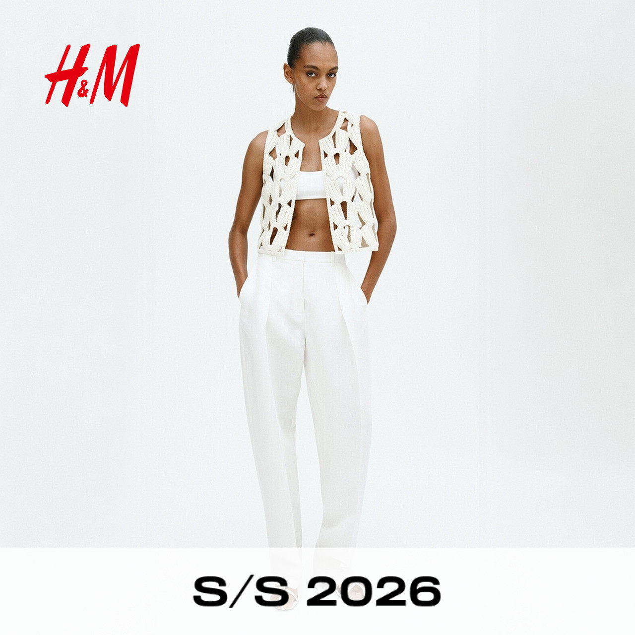 HM2026夏季新款女装仿钩编马甲1334934