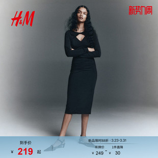 HM春季 垂褶汗布连衣裙1310632 女装