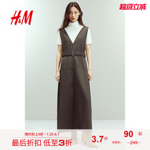 HM女装连衣裙2025夏季新款时尚无袖v领休闲束腰气质中长裙1270055