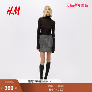 圆高领羊毛上衣1297273 女装 HM2025冬季 新款