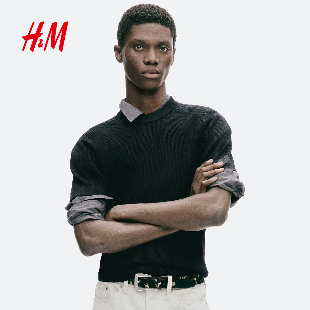 【Atelier】HM男装针织衫2026秋季新款修身羊毛混纺上衣1348772