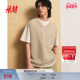 HM男装 上衣1288868 无袖 背心冬季 镂空针织马甲宽松时尚