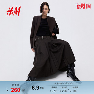 单排扣立领v领配腰带休闲外套1299420 春季 HM女装 西装