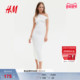 斜肩型修身 HM女装 连衣裙冬季 收腰扭结单肩礼服裙1265423