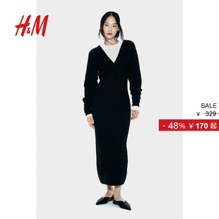 休闲休闲罗纹针织连衣裙1246582 时尚 HM秋季 女装