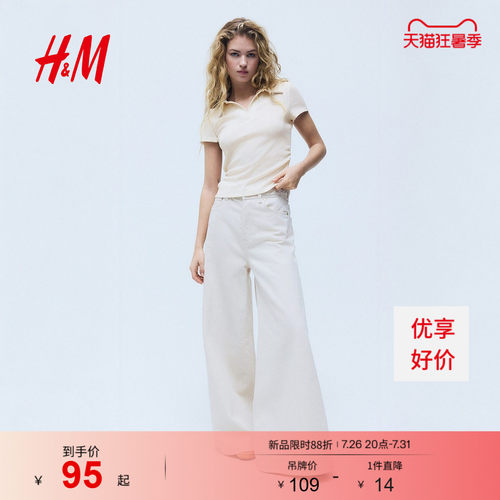 HM女装毛针织衫有领罗纹内搭高智感针织衫1316906