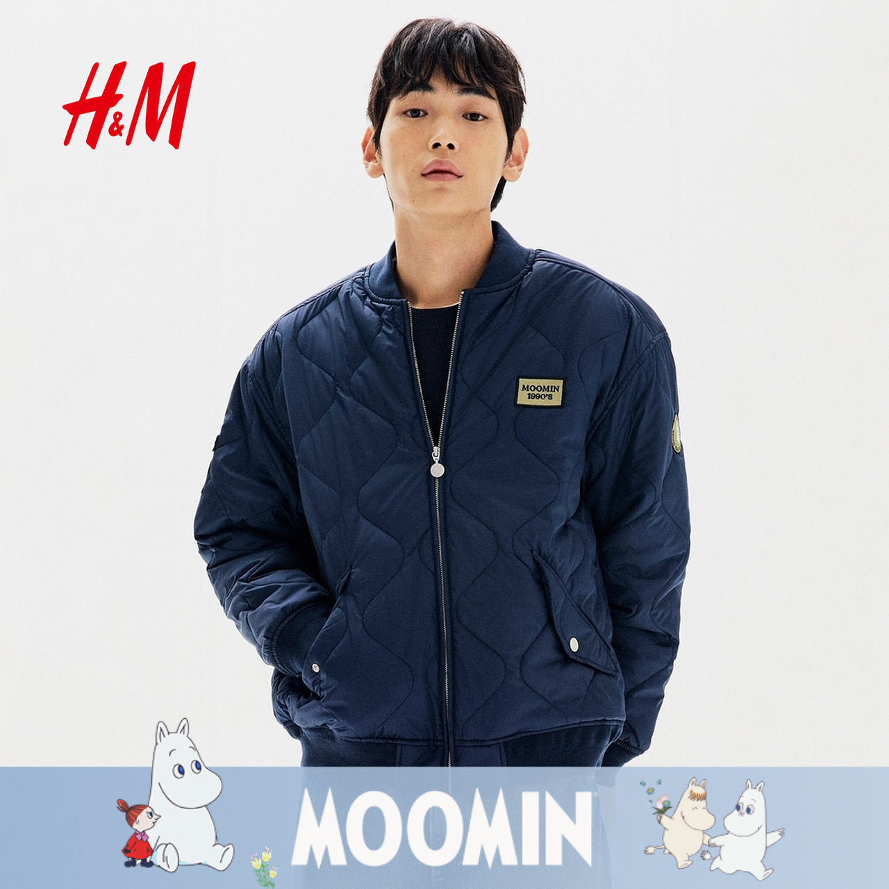 【MOOMIN姆明联名系列】HM男装棉衣2026复古菱格绗缝上衣1361133