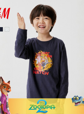 【疯狂动物城联名】HM童装儿童男童女童T恤冬季印花长袖1319803