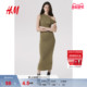 斜肩型修身 HM女装 连衣裙冬季 收腰扭结单肩礼服裙1265423