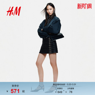 时尚 女装 休闲百搭腰带细节迷你裙1311649 新款 HM2025春季