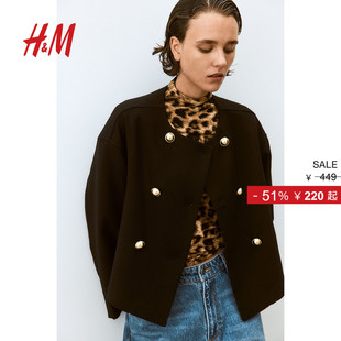 休闲双排扣夹克1251573 上衣时尚 HM冬季 女装