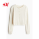 短开衫 HM女装 1226261 休闲宽松圆领miu系开衫 打底衫 毛针织衫 冬季