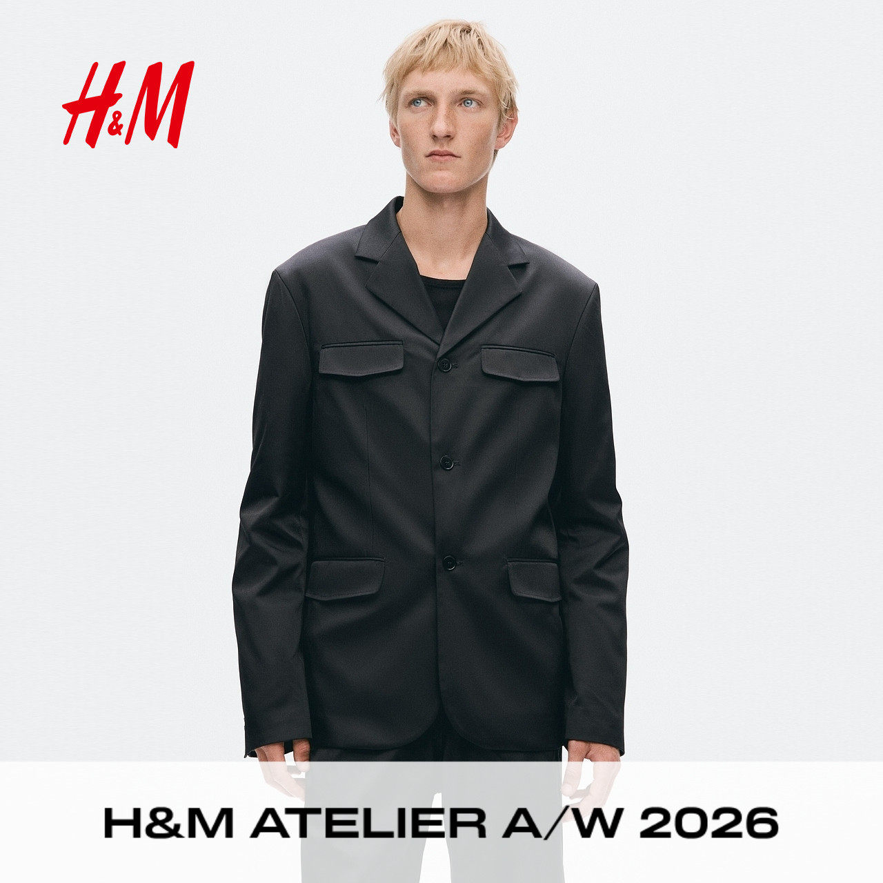 【Atelier】HM男装西服2026秋季新款修身版西装平驳领上衣1355950