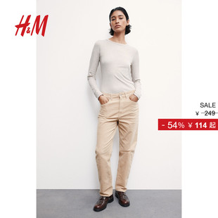 休闲5袋式 冬季 高腰修身 版 1172290 HM女装 型直筒灯芯绒长裤 休闲裤