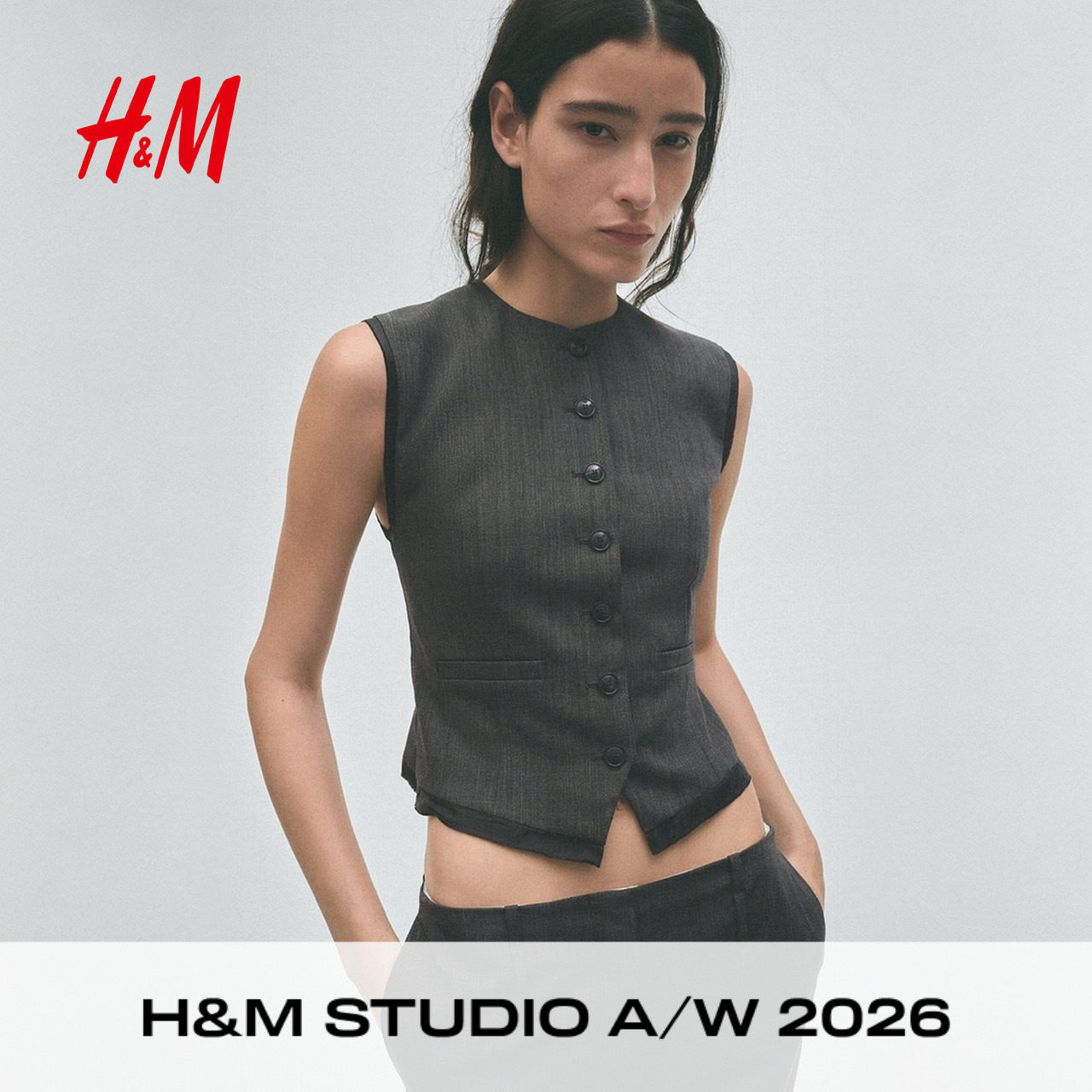 【H&M STUDIO AW】女装马夹2026秋季新款马甲职业装上衣1355149