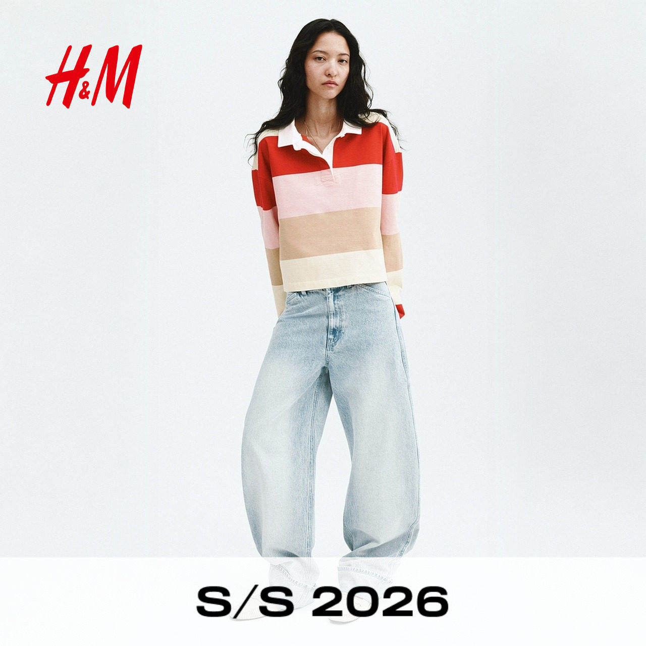【Edition系列】HM女装POLO衫2026新款短款橄榄球衫1342507