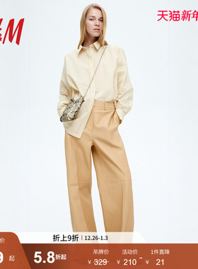 HM S/S女装衬衫春季条纹宽松大码波嬉风穿搭上衣1281148