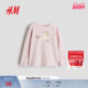 打底衫 HM童装 儿童女童T恤冬季 内搭印花汗布上衣1303341