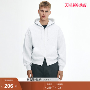 打底衫 HM男装 加绒加厚宽松拉链连帽衫 卫衣2025新款 1240531 女装