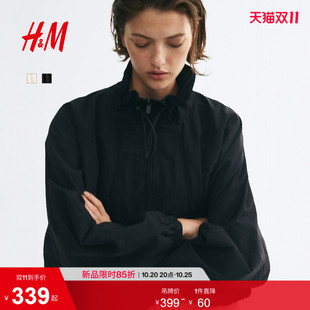 HM女装短外套短款长袖气质宽松哈灵顿夹克运动感短上衣1366523