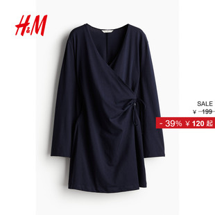 汗布围裹式 女装 连衣裙1237519 新款 HM2025秋季