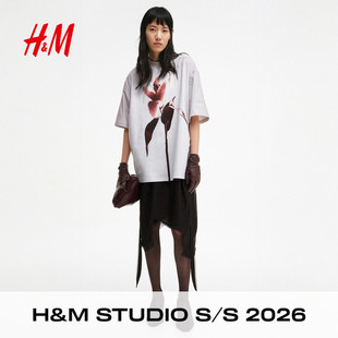时尚 2026女装 新款 气质通勤印花T恤1329634 T恤春季 H&MStudio