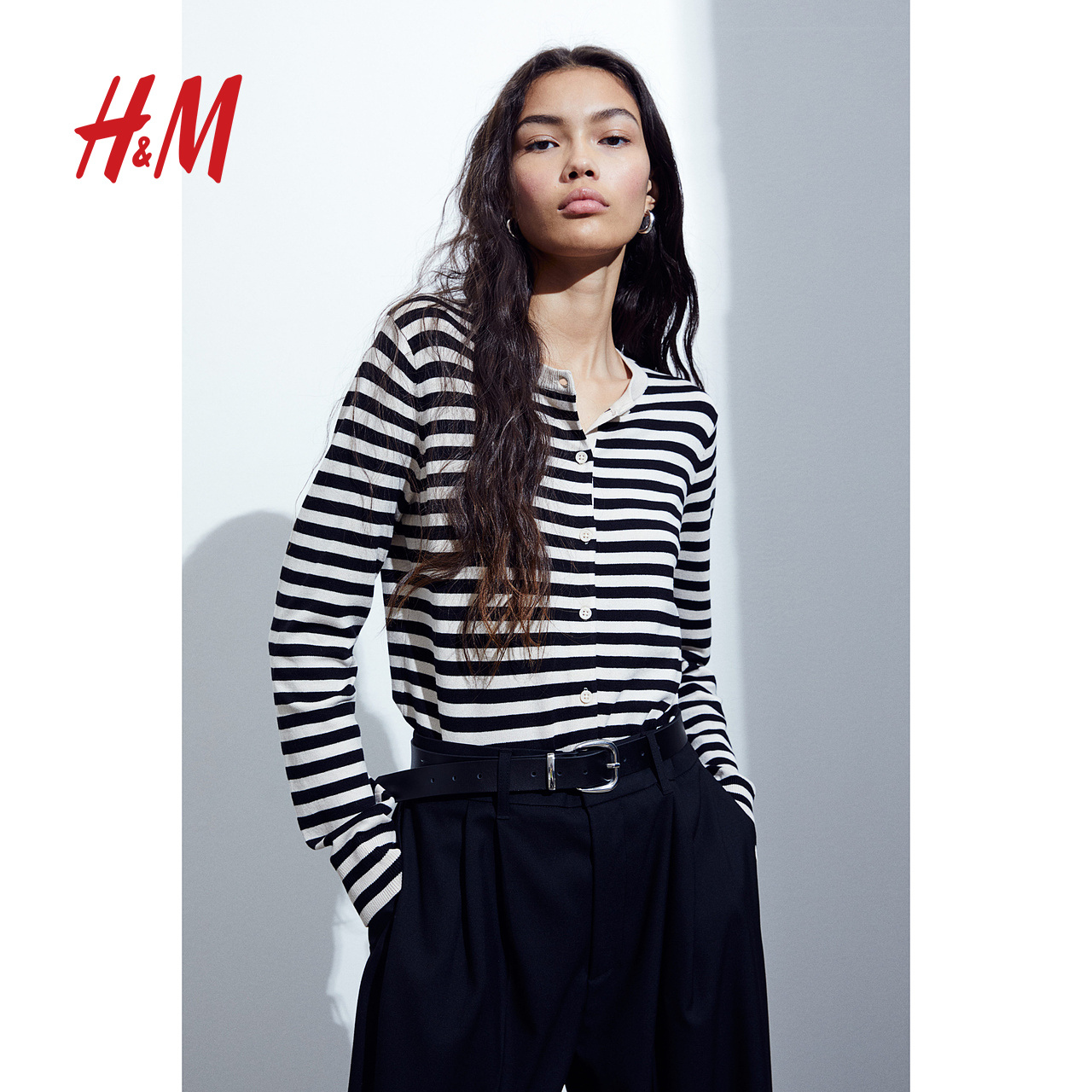 HM女装针织衫2023秋季慵懒气质氛围感上衣短款开衫薄外套0579541