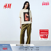 马年印花大廓形短袖 1323984 T恤2026春季 新款 新年系列 HM女装