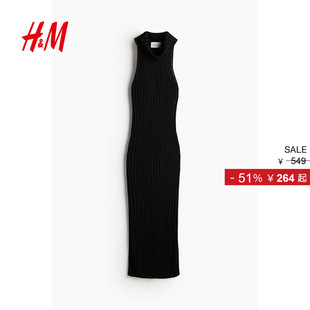 修身 罗纹针织高领无袖 休闲长裙1243218 连衣裙冬季 HM女装