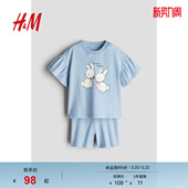 女婴套装 短裤 2件式 棉质汗布印花短袖 1269002 春季 HM童装