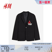 宽松单排扣刺绣贴花帅气外套1157328 时尚 HM男装 西服夏季