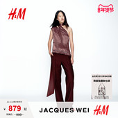 WEI H&M女装 背心吊带2026春季 JACQUES 新款 围巾领缎质上衣1320571