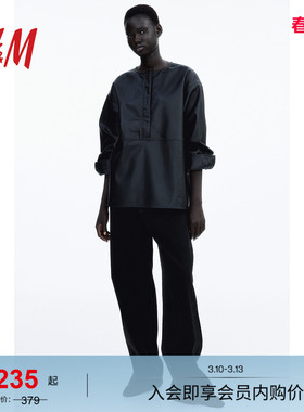 HM衬衫春季衬衫涂层套头上衣1281712