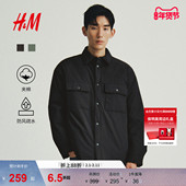 HM男装 衬衣1300947 休闲外出疏水宽松夹棉外套式 衬衫 冬季
