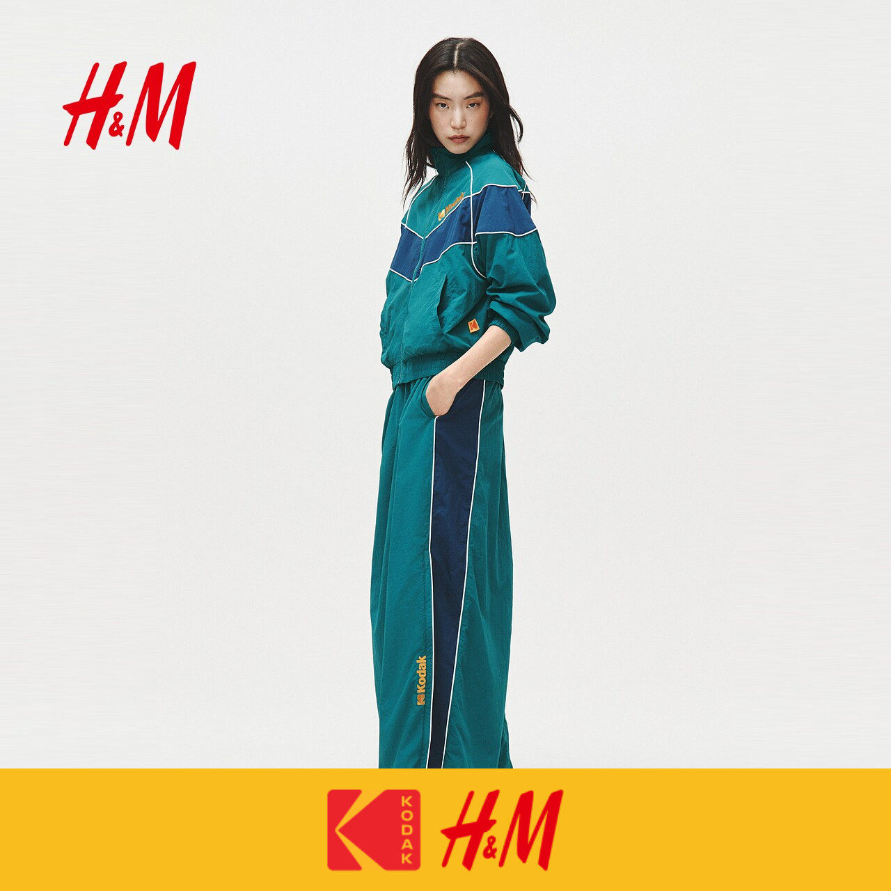 【柯达】HM女装短外套2026夏季新款时尚拼色田径运动外套1344398