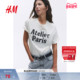 HM女士T恤春季 短袖 打底清新印花T恤1274171