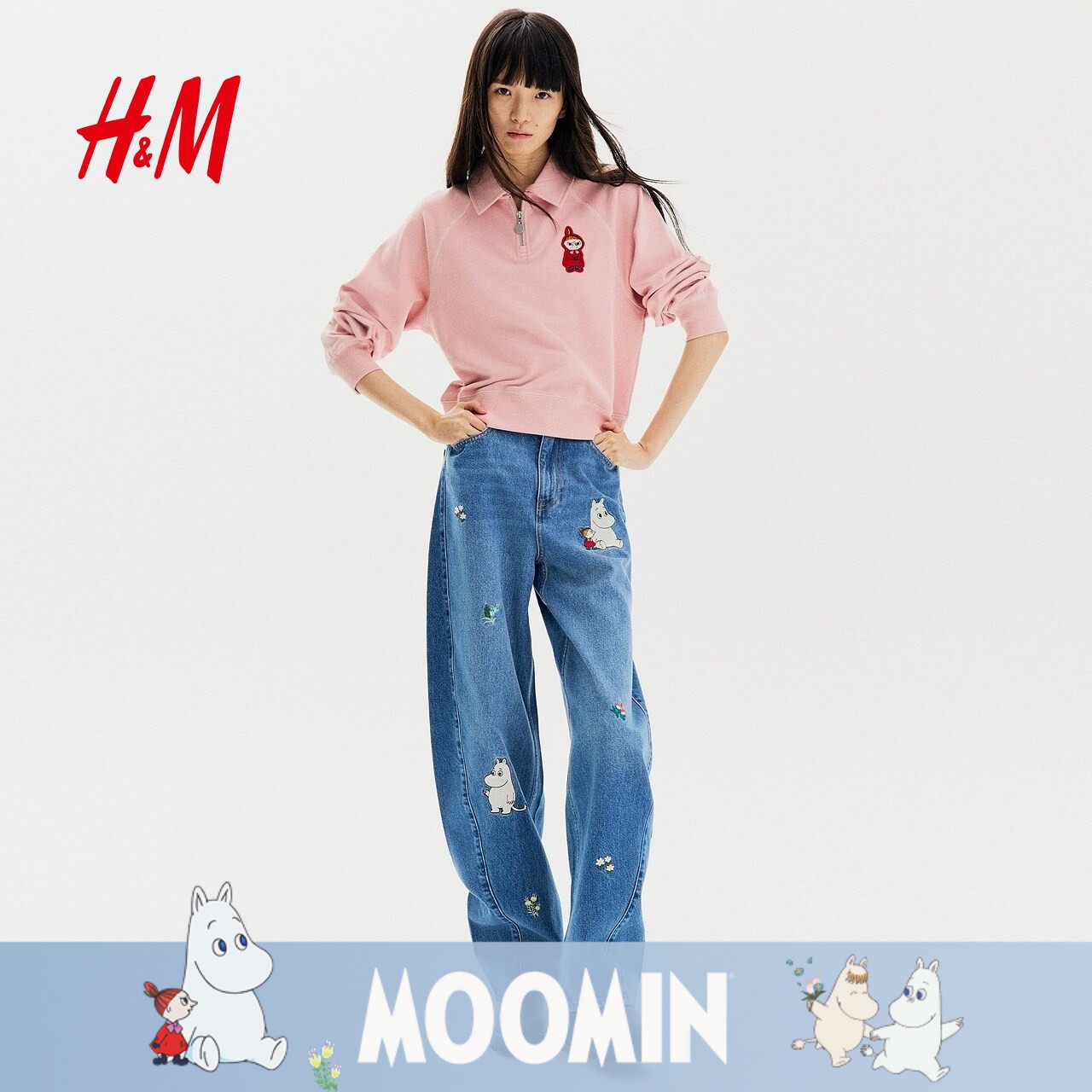 【MOOMIN姆明联名系列】HM女装POLO衫2026新款贴花卫衣1369790