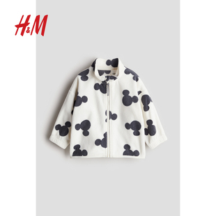 【迪士尼系列】HM童装男婴女婴外套冬冬立领抓绒米妮夹克1239728