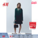 HM女装 连衣裙春季 轻柔V领垂坠系带缎质连衣短裙1207292