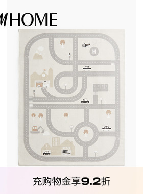 HM HOME居家布艺地毯舒适厚款防滑童趣道路桌游牌地垫1123072