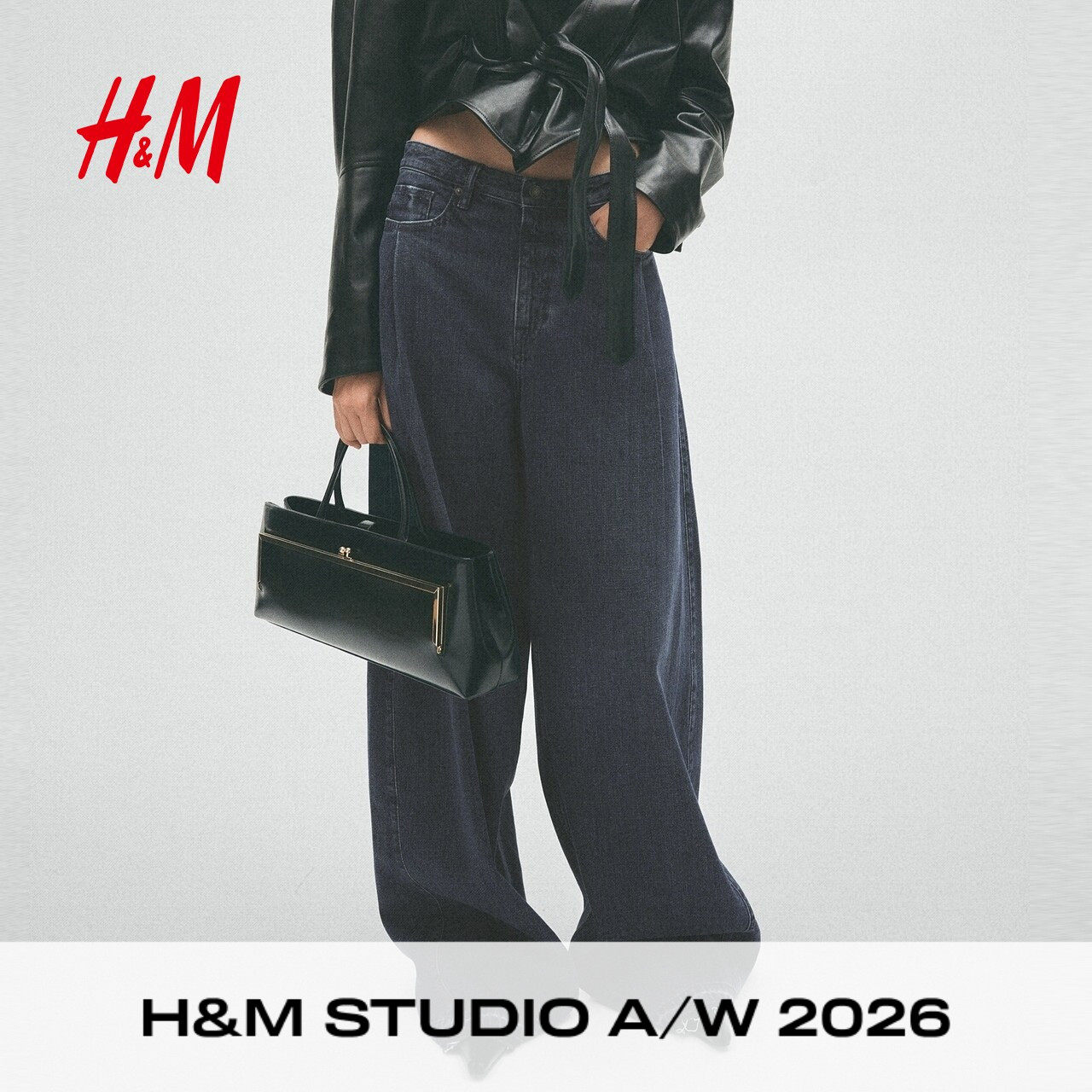 【H&M STUDIO AW】女装牛仔裤2026秋季新款阔腿中腰裤子1353184图片