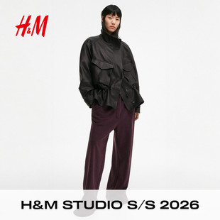 H&MStudio S/S 2026女装卫裤春季新款棉质时尚阔腿慢跑裤1329500