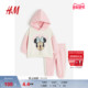迪士尼系列 冬季 HM童装 女婴套装 2件式 米妮连帽卫衣裤 子1176786