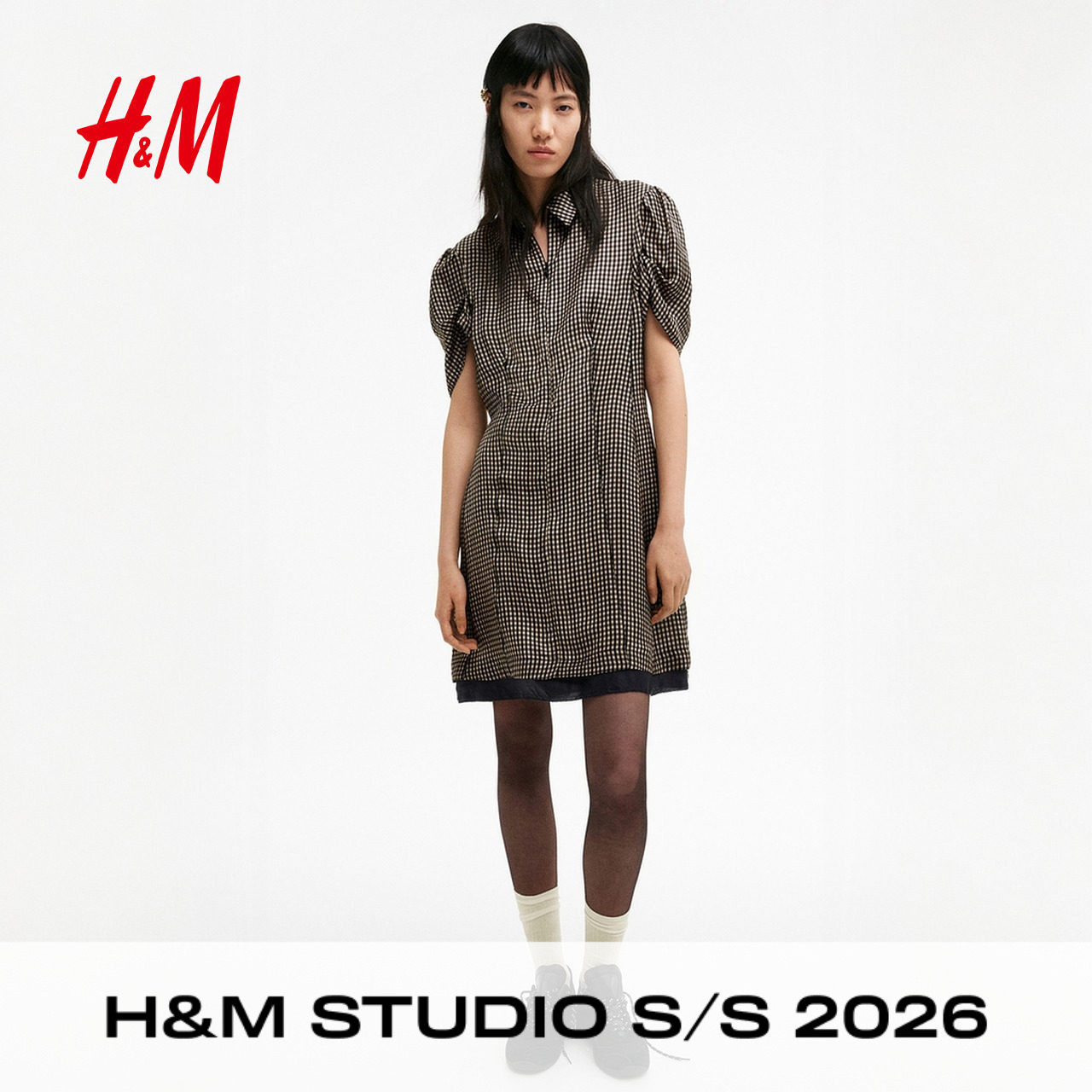 H&MStudio S/S 2026女装连衣裙春季新款气质泡泡袖