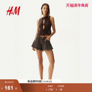 休闲正面系带裙式 HM2025年冬季 时尚 女装 下摆上衣1296448 新款