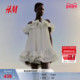 型连衣裙冬季 HM女装 a字版 宽松度假风褶边露肩连身裙1298081