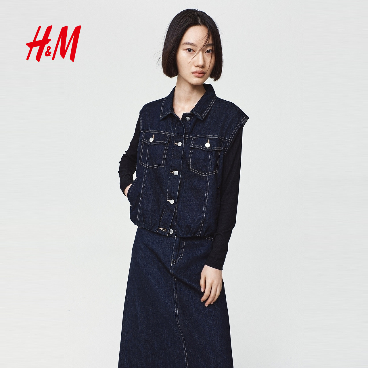 HM2026秋季新款女装牛仔背心1...